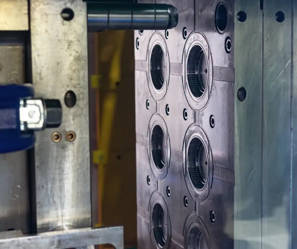 Injection molding mold for plastic parts manufacturing.